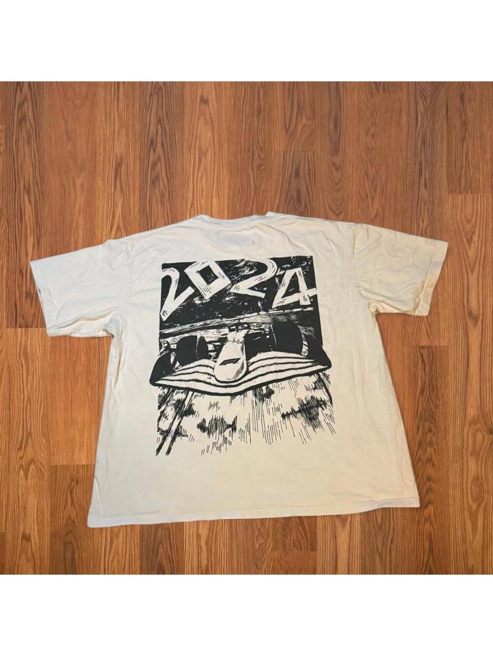 2024 Formula 1 Japanese Grand Prix T-Shirt Men's White Cream Racing 22x27